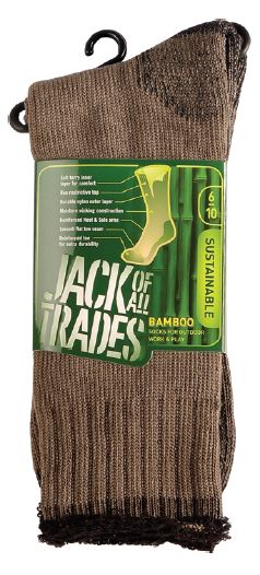 Taupe-black Contrast 6-10 Bamboo-nylon Outdoor Sock Full Terry Reinforced