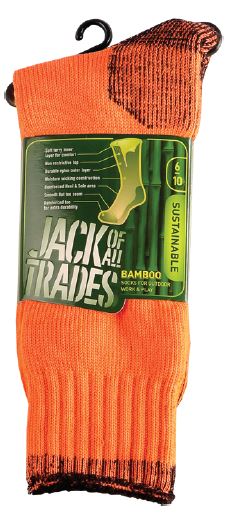 Flouro orange-black Contrast 6-10 Bamboo-nylon Outdoor Socks Full Terry Reinforced