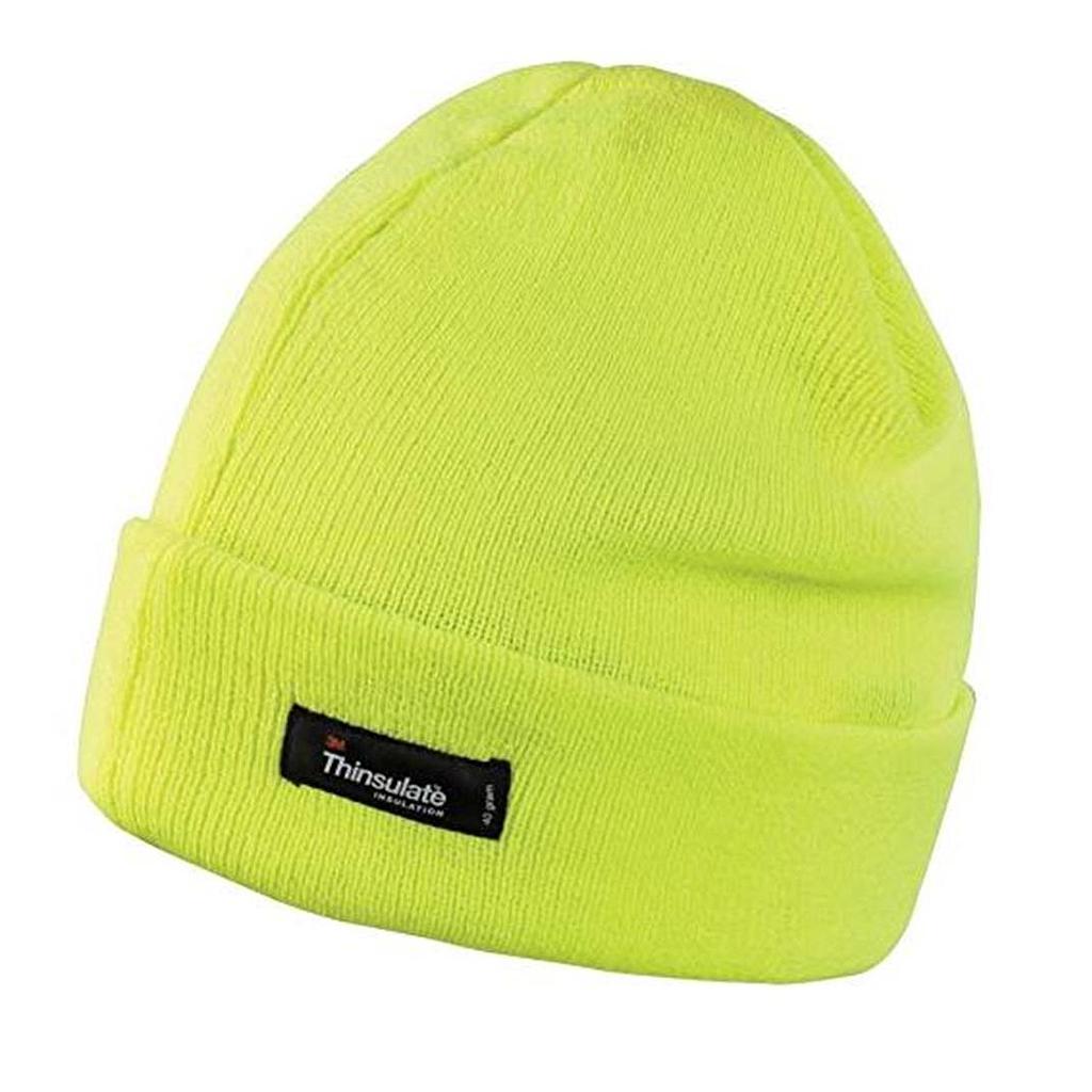 Acrylic Knit Beanie Fluoro Lime Thinsulate Lined