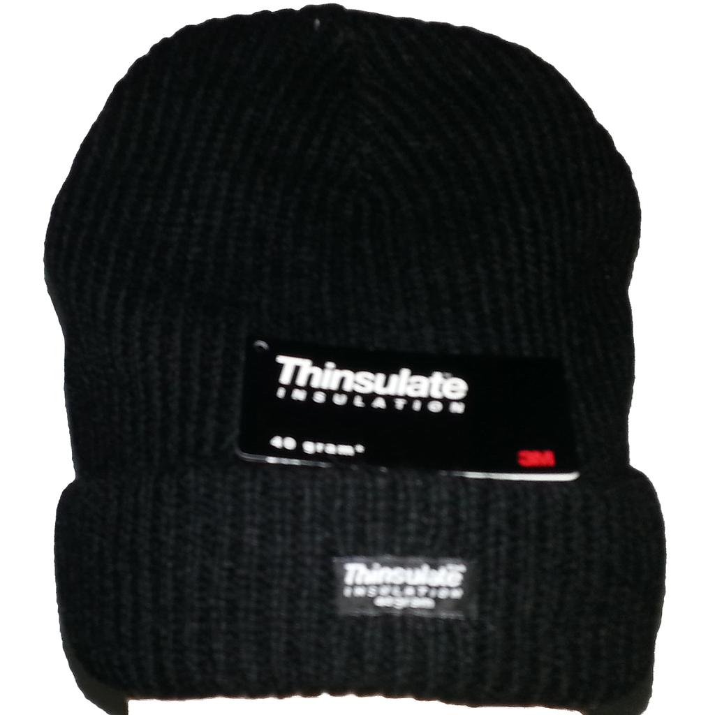 Rag Wool Knit Beanie Black Thinsulate Lined
