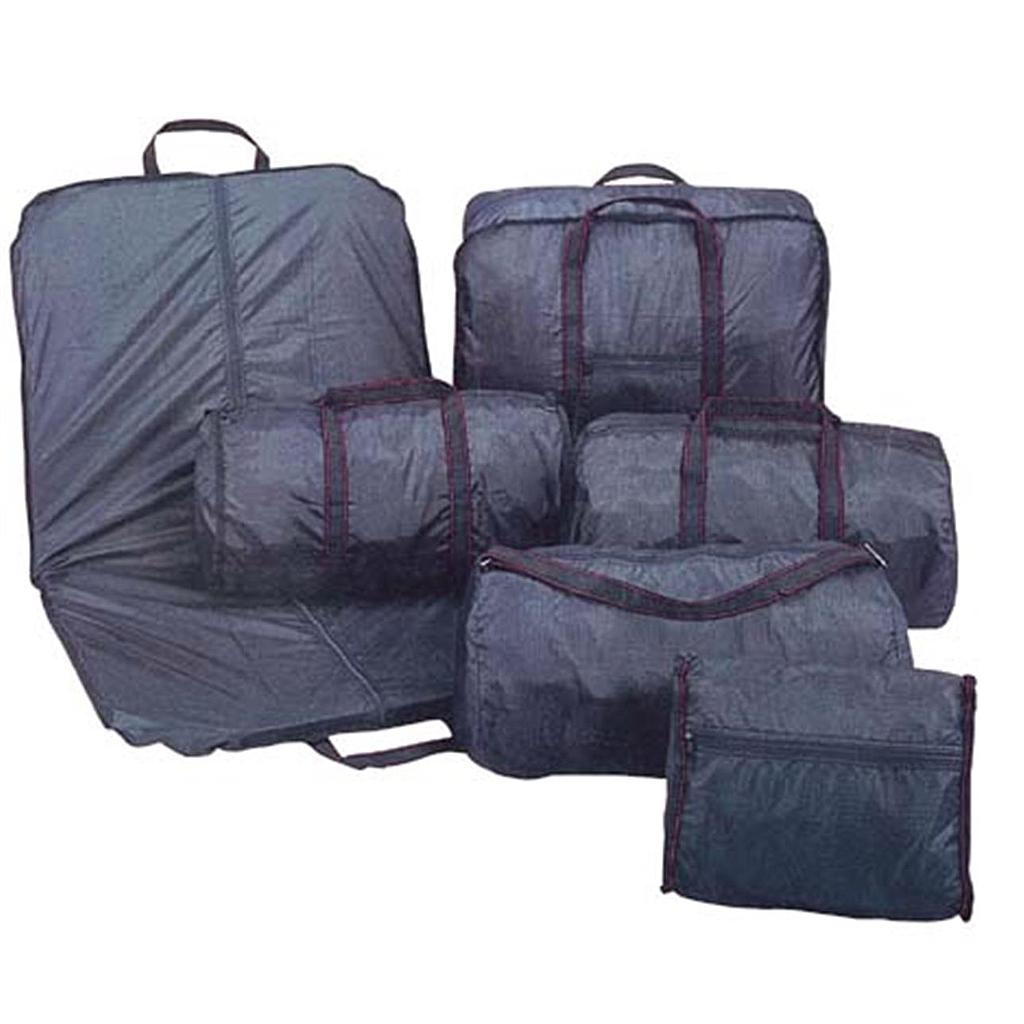 6 pc Nylon Designer Luggage Bag Set Black