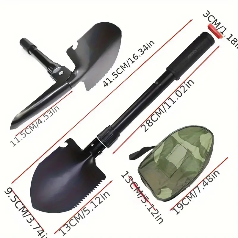 Mini Folding Shovel with Pointy Pick Steel with Pouch