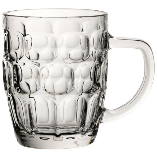 6 x Dimpled Glass Beer Mug Cup 500 ml
