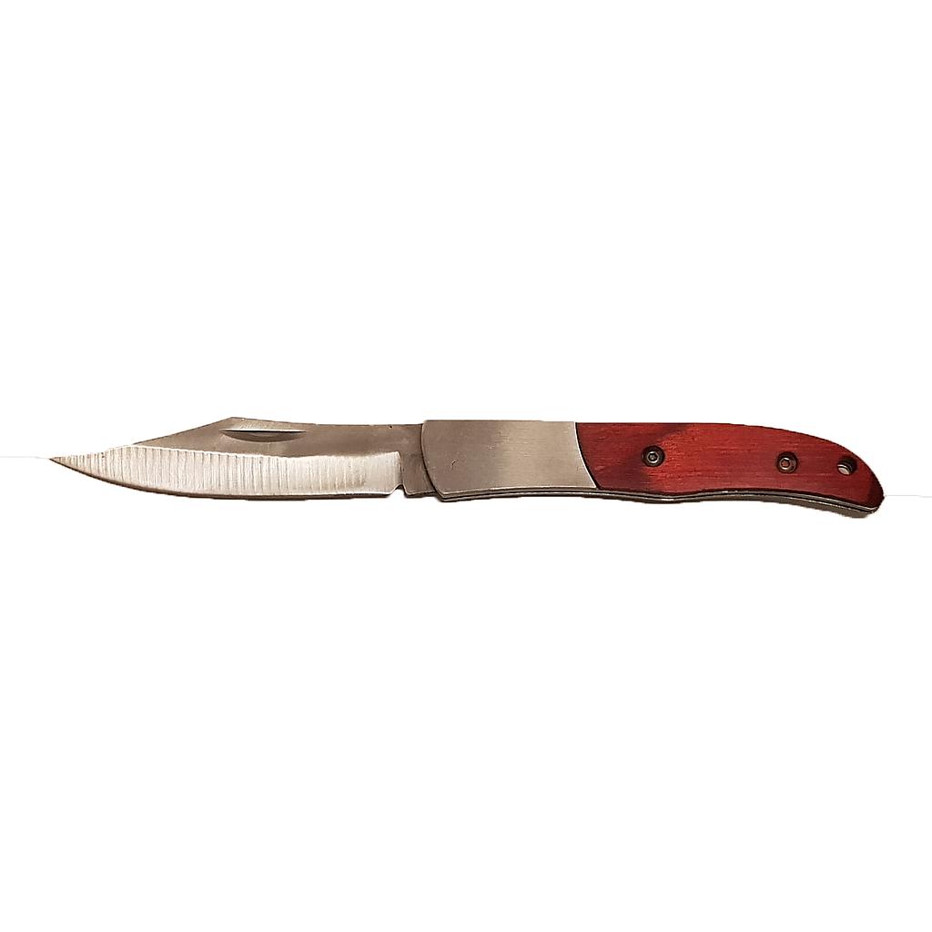 Folding Pocket Knife 7cm Blade Wood Handle Belt Clip